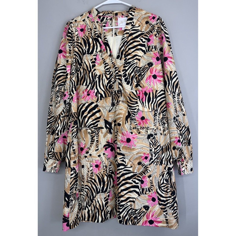 Lilly Pulitzer Dress Sz 10 V-Neck Ratabaga El Morocco Zebra Print Cotton